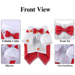 Pet Red Tuxedo Dog Striped Suit with Double Bow Ties - GreenFur