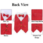 Pet Red Tuxedo Dog Striped Suit with Double Bow Ties - GreenFur