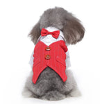 Pet Red Tuxedo Dog Striped Suit with Double Bow Ties - GreenFur