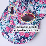Pet Sun Hat with Floral Print Sun Protection for Cats - GreenFur