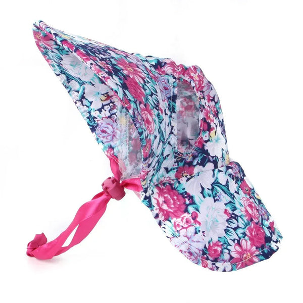 Pet Sun Hat with Floral Print Sun Protection for Cats - GreenFur