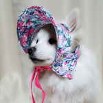 Pet Sun Hat with Floral Print Sun Protection for Cats - GreenFur