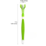 Pet Teeth Care Cleaning Mouth Three Sided Soft Bristle Dog Toothbrush - GreenFur