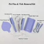 Pet Tick Removal Tool Kit with Comb Tweezers Pen and Fork - GreenFur