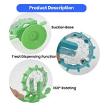 Pet Treat Dispenser Toy with Suction Cup 360° Rotating Cat Food Puzzle Feeder - GreenFur