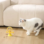 Pet Treat Dispenser Toy with Suction Cup 360° Rotating Cat Food Puzzle Feeder - GreenFur