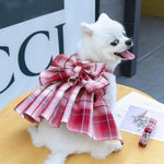 Pet Vest Apparel JK Plaid Skirt with Leash - GreenFur
