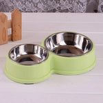 Pet Water Food Bowl PP Material Stainless Steel Double Cat Dog Bowls - GreenFur