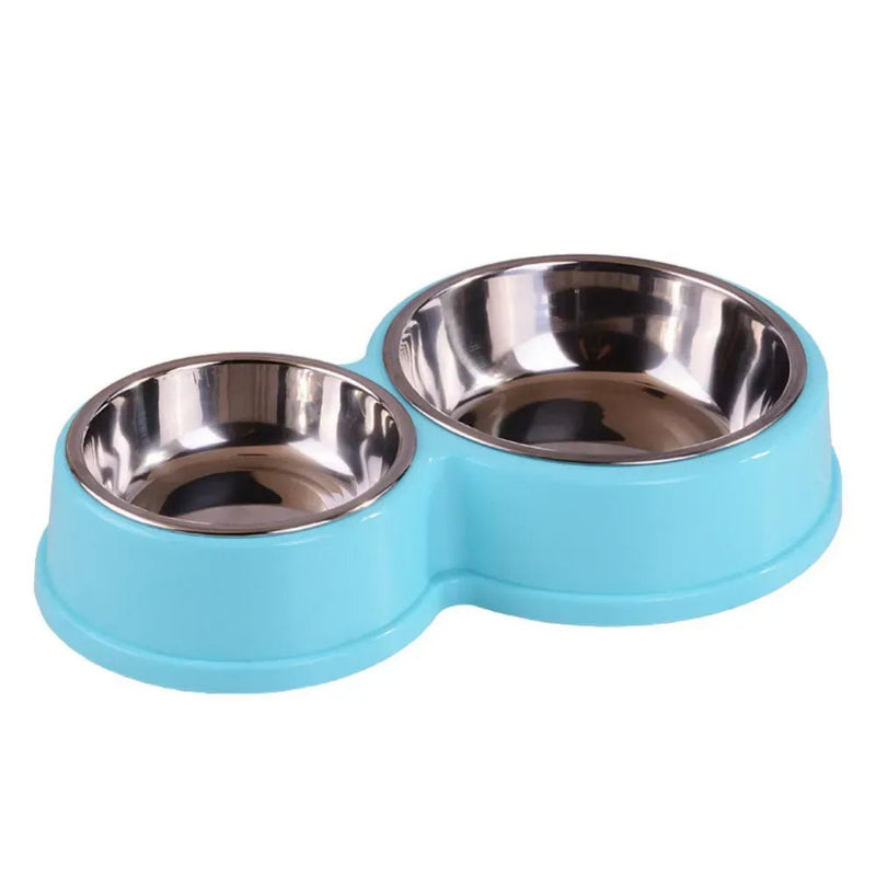Pet Water Food Bowl PP Material Stainless Steel Double Cat Dog Bowls - GreenFur