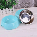 Pet Water Food Bowl PP Material Stainless Steel Double Cat Dog Bowls - GreenFur