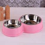 Pet Water Food Bowl PP Material Stainless Steel Double Cat Dog Bowls - GreenFur