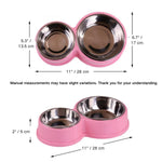 Pet Water Food Bowl PP Material Stainless Steel Double Cat Dog Bowls - GreenFur