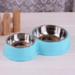 Pet Water Food Bowl PP Material Stainless Steel Double Cat Dog Bowls - GreenFur
