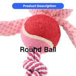 Pig Shape Cotton Rope Dog Chew Toy with Tennis Ball - GreenFur