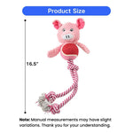 Pig Shape Cotton Rope Dog Chew Toy with Tennis Ball - GreenFur