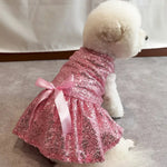 Pink Color Sequin Dog and Cat Dress Wedding Gown - GreenFur