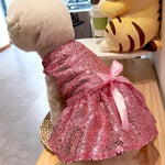 Pink Color Sequin Dog and Cat Dress Wedding Gown - GreenFur
