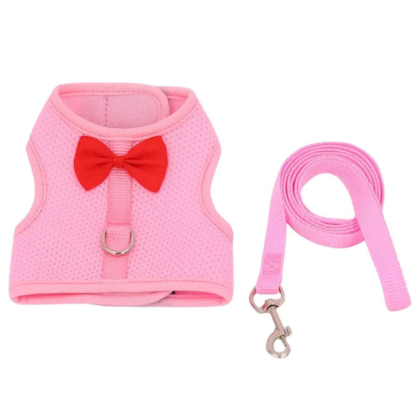 Pink Comfortable Mesh Bunny Rabbit Harness and Leash Set - GreenFur