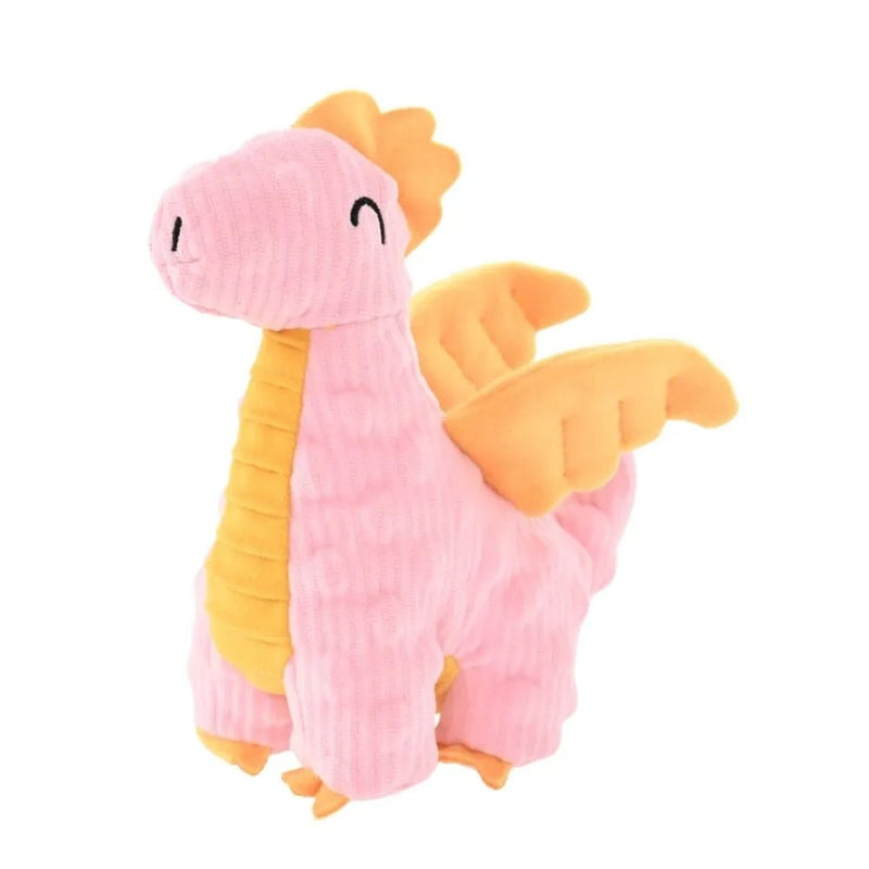Pink Cute Standing Dinosaur Chew - Resistant Squeaky Plush Dog Toy - GreenFur