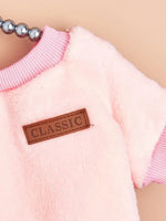 Pink Fleece Lined Flannel Dog Pullover with Leather Patch - GreenFur