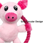 Pink Pig Shape Chew Stuffed Pet Dog Toy Squeaky with Cotton Rope - GreenFur