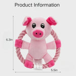 Pink Pig Shape Chew Stuffed Pet Dog Toy Squeaky with Cotton Rope - GreenFur