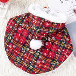 Plaid Snowflake Pattern Pet Christmas Cape Cloak - GreenFur
