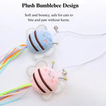 Plush Bee Cat Teaser Wand Interactive Cartoon Cat Toy - GreenFur