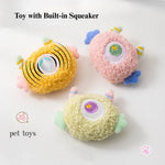 Plush Cartoon Cat Toy Squeaky Chew Self - Play Pet Toy - GreenFur