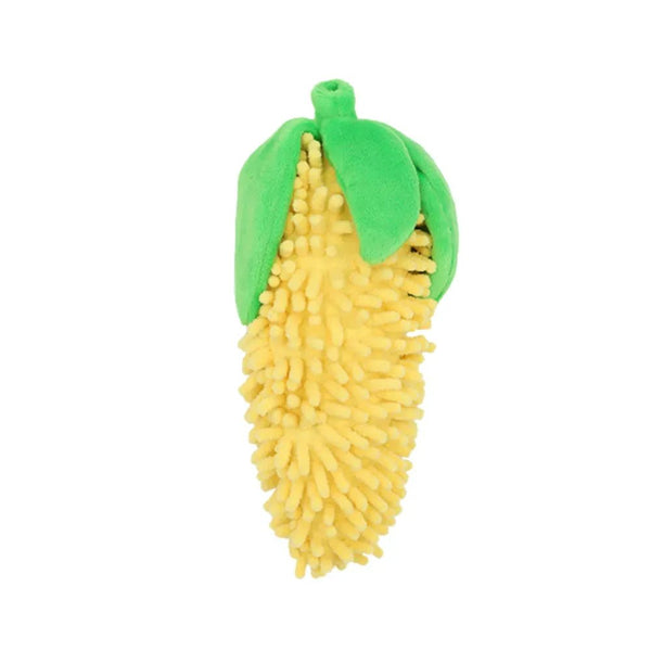 Plush Corn Shaped Chew Toy for Dogs with Squeaker - GreenFur