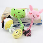 Plush Cow Frog Rabbit Squeaky Rope Toys for Dogs and Cats - GreenFur