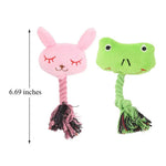 Plush Cow Frog Rabbit Squeaky Rope Toys for Dogs and Cats - GreenFur
