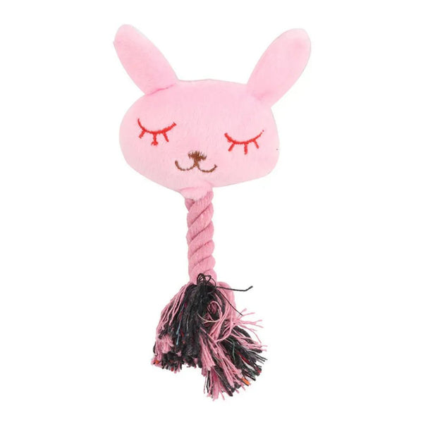 Plush Cow Frog Rabbit Squeaky Rope Toys for Dogs and Cats - GreenFur
