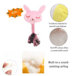 Plush Cow Frog Rabbit Squeaky Rope Toys for Dogs and Cats - GreenFur