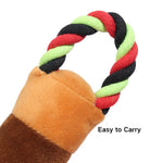 Plush Dog Chew Toy with Squeaker and Rope Tail - GreenFur