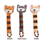 Plush Dog Chew Toy with Squeaker and Rope Tail - GreenFur