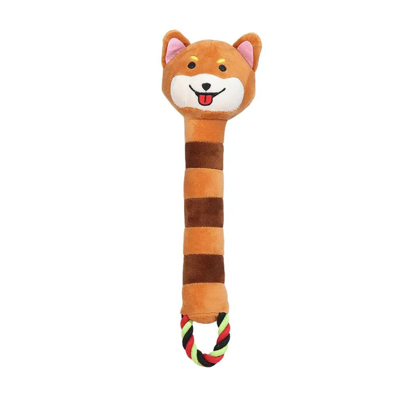 Plush Dog Chew Toy with Squeaker and Rope Tail - GreenFur