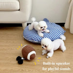 Plush Dog Sports Ball Toy Squeaky Football Basketball Volleyball Rugby - GreenFur
