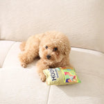 Plush Dog Teething Toy with Crinkle Sound Realistic Chip Candy Design - GreenFur