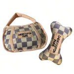 Plush Dog Toy Handbag and Bone Shapes Soft Chew Toy - GreenFur
