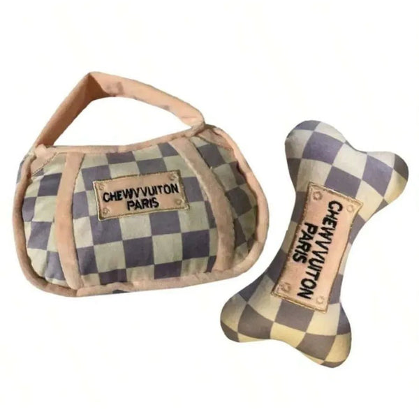 Plush Dog Toy Handbag and Bone Shapes Soft Chew Toy - GreenFur