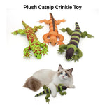 Plush Lizard Cat Toy with Catnip and Crinkle Sound Durable Interactive Toy - GreenFur