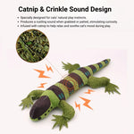 Plush Lizard Cat Toy with Catnip and Crinkle Sound Durable Interactive Toy - GreenFur