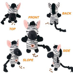 Plush Zebra Dog Toy with Squeaker Treat Pocket and Crinkle Sound - GreenFur