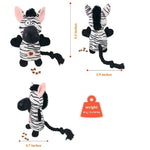 Plush Zebra Dog Toy with Squeaker Treat Pocket and Crinkle Sound - GreenFur