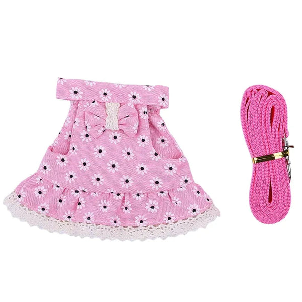 Polyester Floral Pattern Pet Harness Set for Rabbits - GreenFur