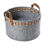 Portable Rattan Style Felt Fabric Pet Basket with Soft Cushion - GreenFur