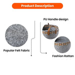 Portable Rattan Style Felt Fabric Pet Basket with Soft Cushion - GreenFur