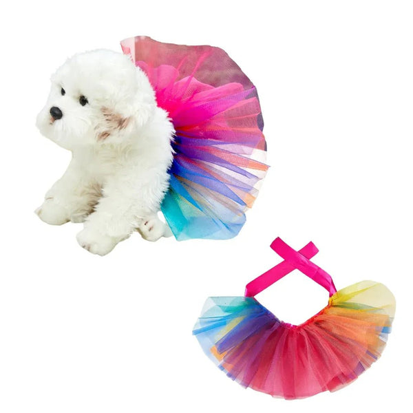 Princess Pet Dress with Rainbow Tulle Design for Dogs and Cats - GreenFur