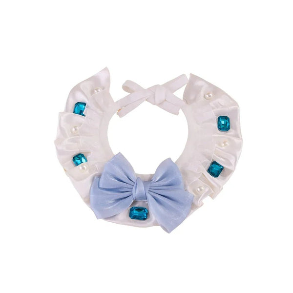 Princess Style Shiny Satin Pet Bib with Bow for Cats and Dogs - GreenFur